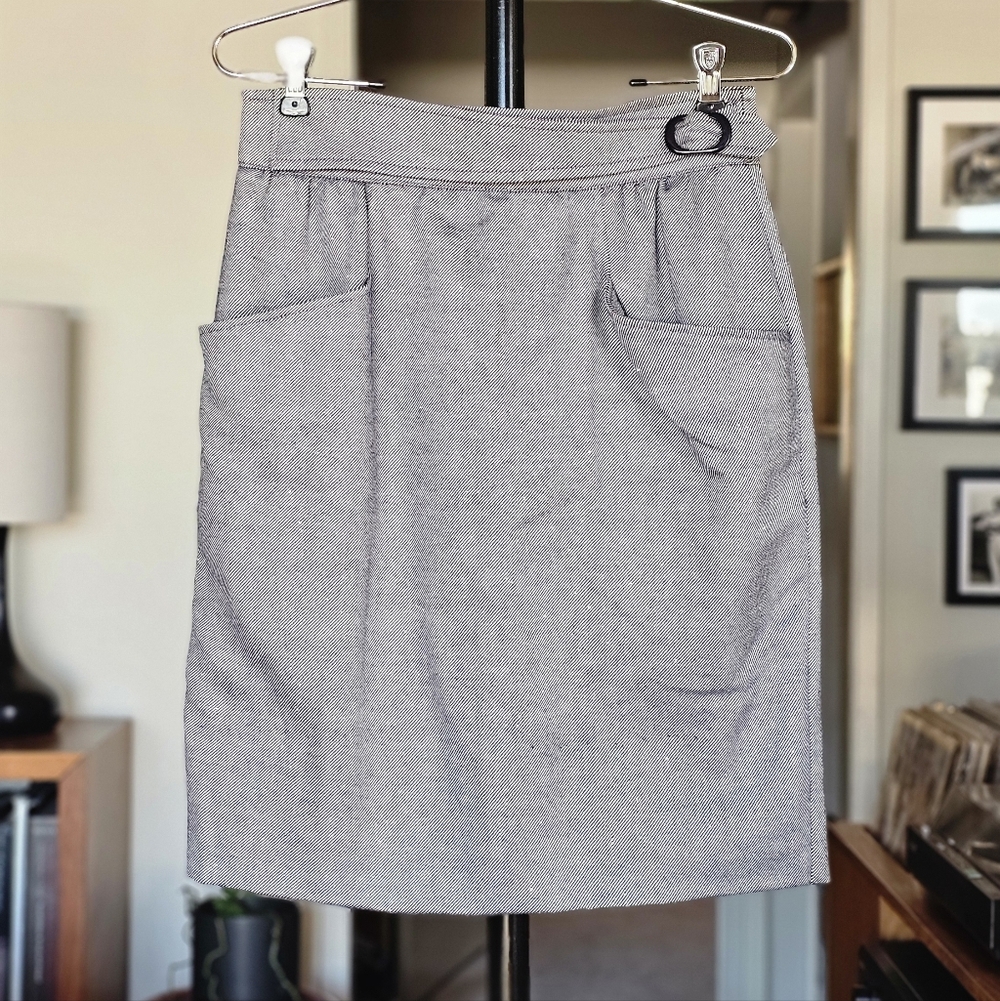 Emanuel Ungaro VTG Navy Blue Tweed Knee Length Skirt